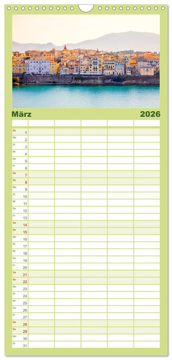 Korfu - Die paradiesische Insel im Mittelmeer. (CALVENDO Familienplaner 2026)
