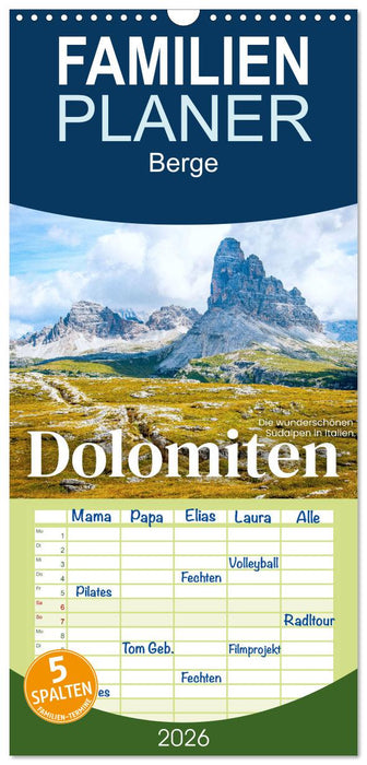 Dolomiten - Die wunderschönen Südalpen in Italien. (CALVENDO Familienplaner 2026)