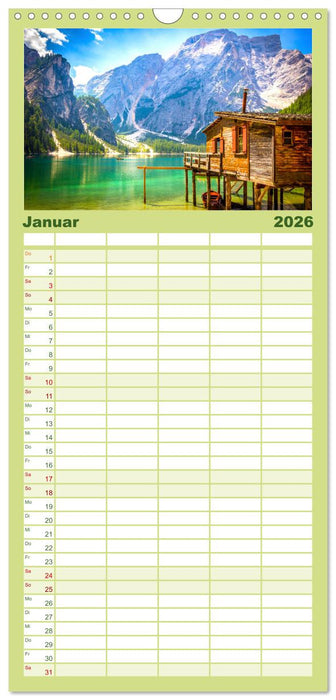 Dolomiten - Die wunderschönen Südalpen in Italien. (CALVENDO Familienplaner 2026)