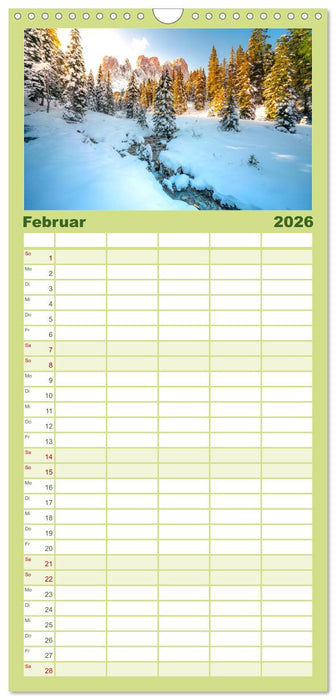 Dolomiten - Die wunderschönen Südalpen in Italien. (CALVENDO Familienplaner 2026)