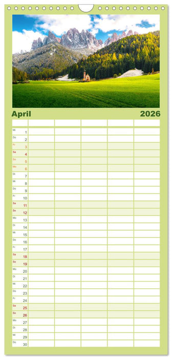 Dolomiten - Die wunderschönen Südalpen in Italien. (CALVENDO Familienplaner 2026)