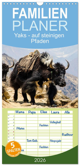 Yaks - auf steinigen Pfaden (CALVENDO Familienplaner 2026)
