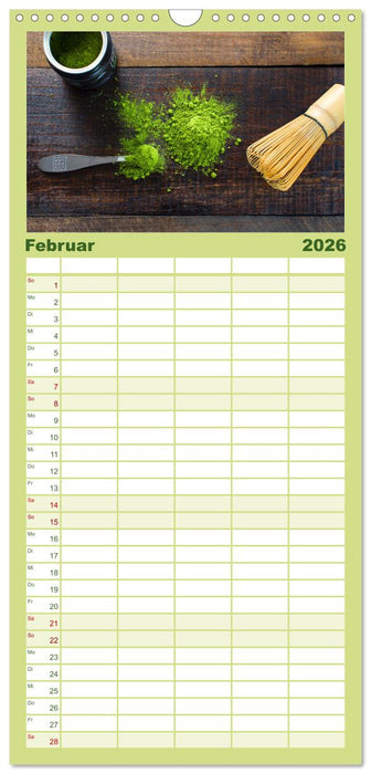 Matcha - Grüner Muntermacher (CALVENDO Familienplaner 2026)