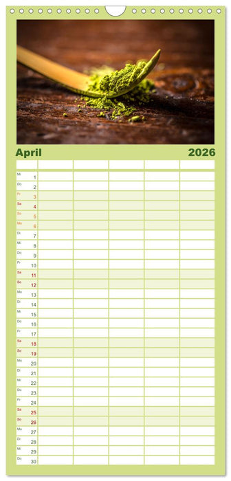 Matcha - Grüner Muntermacher (CALVENDO Familienplaner 2026)