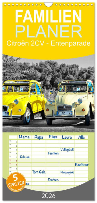 Citroën 2CV - Entenparade (CALVENDO Familienplaner 2026)