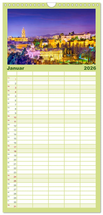 Málaga - Eine Perle in Andalusien. (CALVENDO Familienplaner 2026)