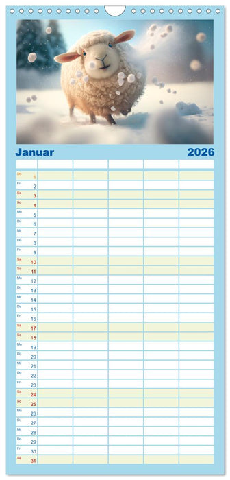 Die Schafe sind los Wollige Aussichten (CALVENDO Familienplaner 2026)