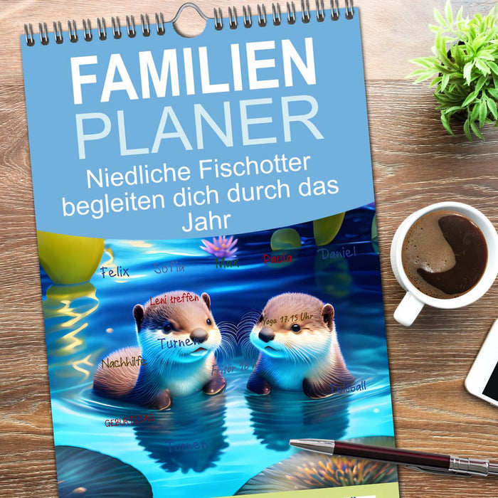 Niedliche Fischotter begleiten dich durch das Jahr (CALVENDO Familienplaner 2026)