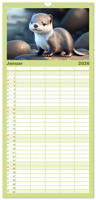 Niedliche Fischotter begleiten dich durch das Jahr (CALVENDO Familienplaner 2026)