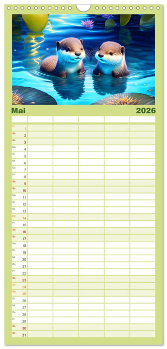 Niedliche Fischotter begleiten dich durch das Jahr (CALVENDO Familienplaner 2026)
