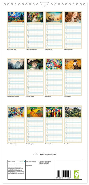 Im Stil der großen Meister (CALVENDO Familienplaner 2026)