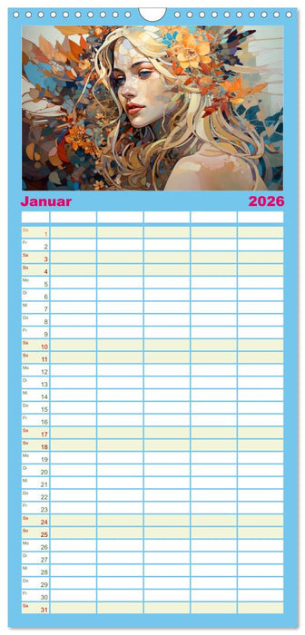 Farbenfroh Weiblich (CALVENDO Familienplaner 2026)