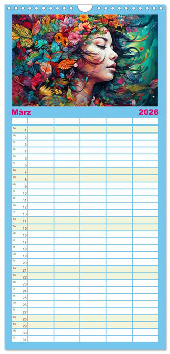 Farbenfroh Weiblich (CALVENDO Familienplaner 2026)