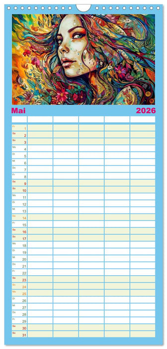 Farbenfroh Weiblich (CALVENDO Familienplaner 2026)