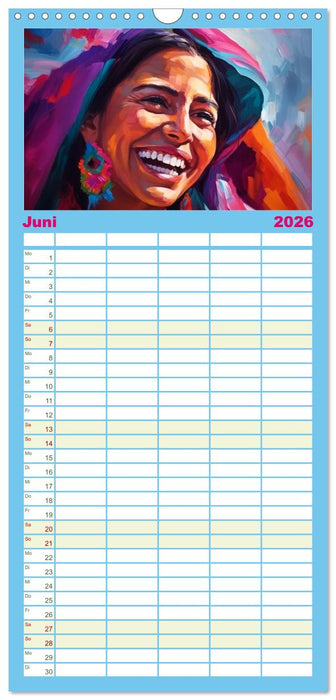 Farbenfroh Weiblich (CALVENDO Familienplaner 2026)