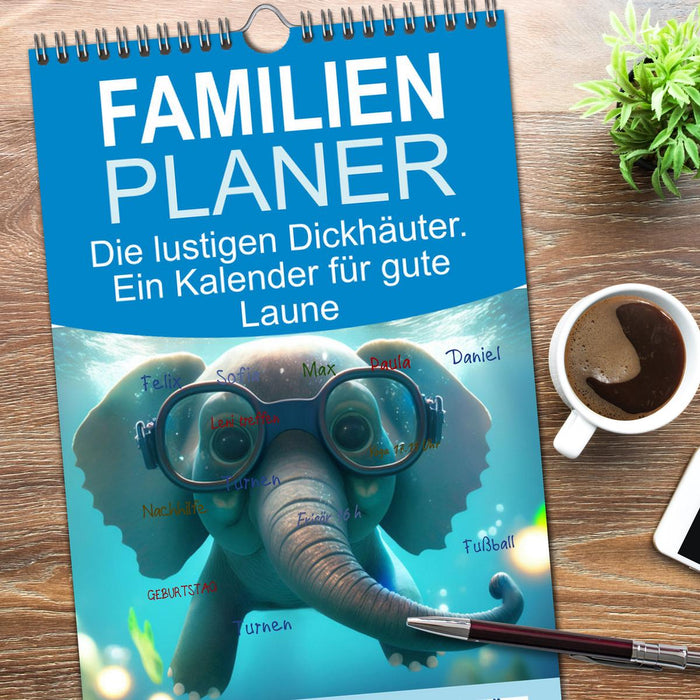 Die lustigen Dickhäuter. Ein Kalender für gute Laune (CALVENDO Familienplaner 2026)