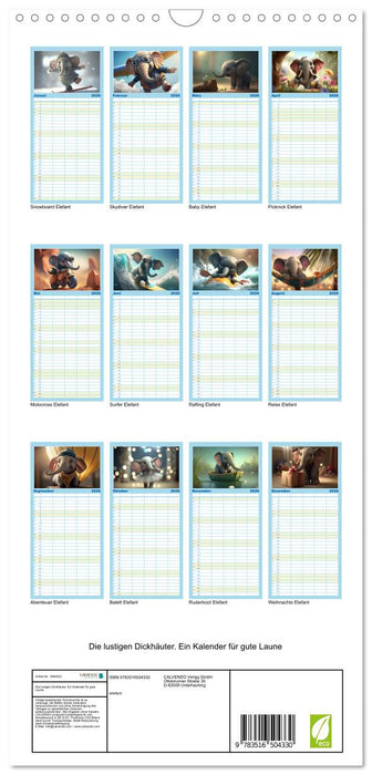 Die lustigen Dickhäuter. Ein Kalender für gute Laune (CALVENDO Familienplaner 2026)