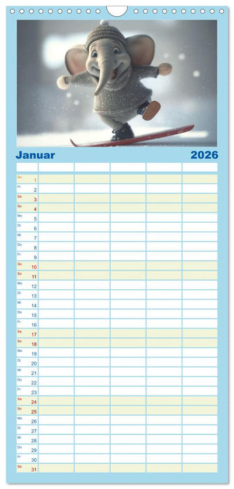 Die lustigen Dickhäuter. Ein Kalender für gute Laune (CALVENDO Familienplaner 2026)