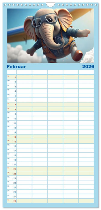 Die lustigen Dickhäuter. Ein Kalender für gute Laune (CALVENDO Familienplaner 2026)