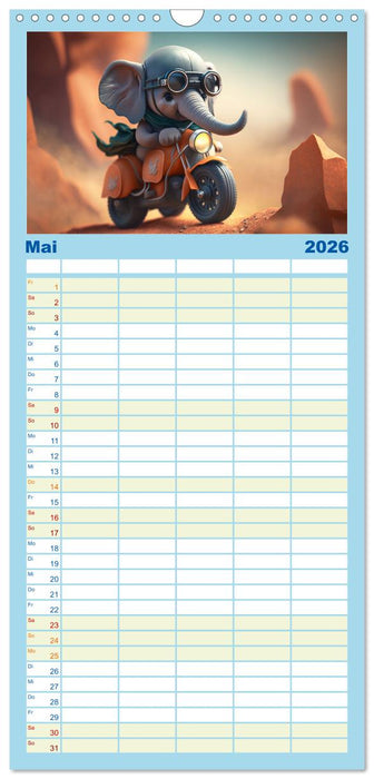 Die lustigen Dickhäuter. Ein Kalender für gute Laune (CALVENDO Familienplaner 2026)