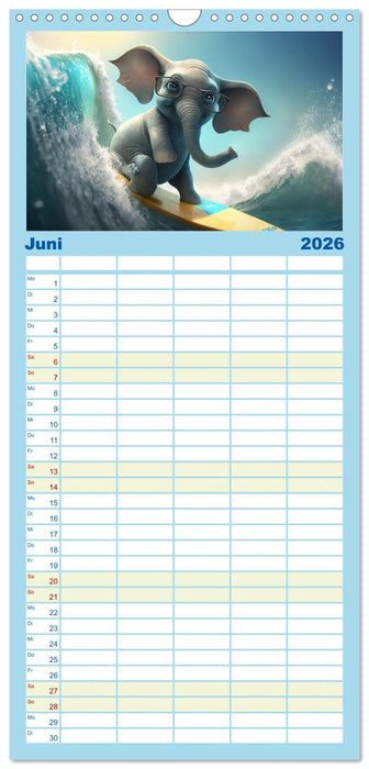 Die lustigen Dickhäuter. Ein Kalender für gute Laune (CALVENDO Familienplaner 2026)