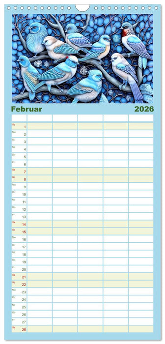 Kunterbunte Zwitscherlinge (CALVENDO Familienplaner 2026)