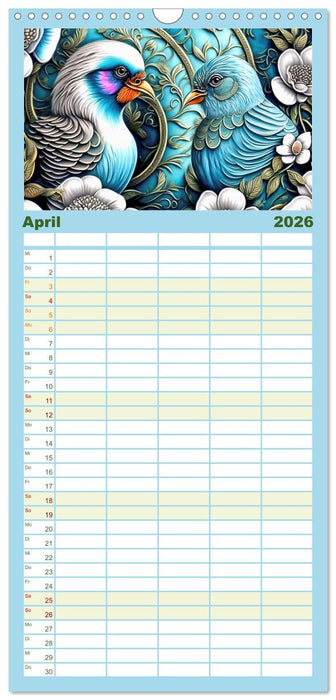 Kunterbunte Zwitscherlinge (CALVENDO Familienplaner 2026)