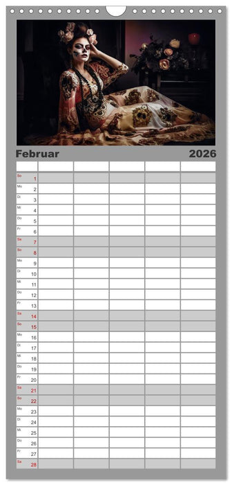 Festliche Dia de Muertos Porträts (CALVENDO Familienplaner 2026)