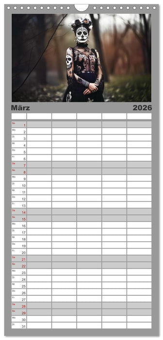 Festliche Dia de Muertos Porträts (CALVENDO Familienplaner 2026)