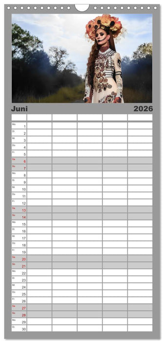 Festliche Dia de Muertos Porträts (CALVENDO Familienplaner 2026)