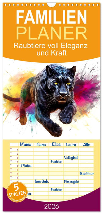 Raubtiere voll Eleganz und Kraft (CALVENDO Familienplaner 2026)