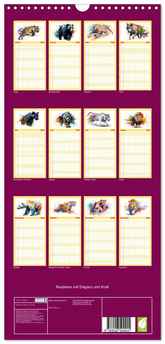 Raubtiere voll Eleganz und Kraft (CALVENDO Familienplaner 2026)
