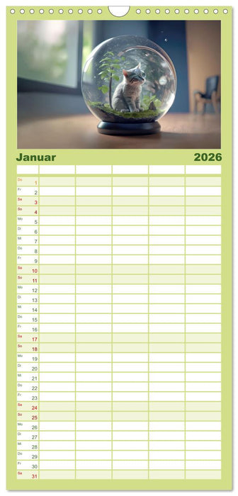 Miniaturwelt in der Glaskugel (CALVENDO Familienplaner 2026)