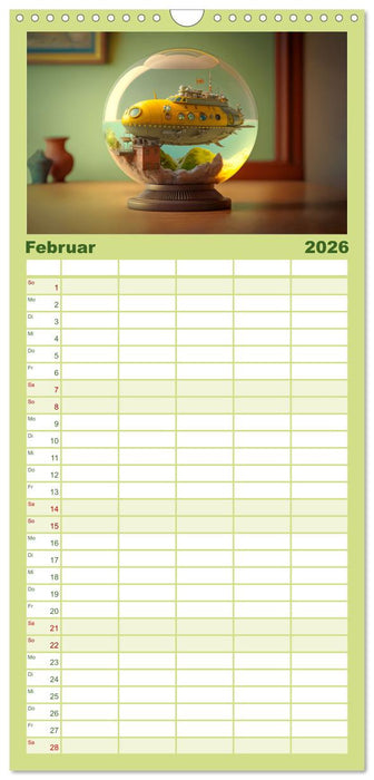 Miniaturwelt in der Glaskugel (CALVENDO Familienplaner 2026)