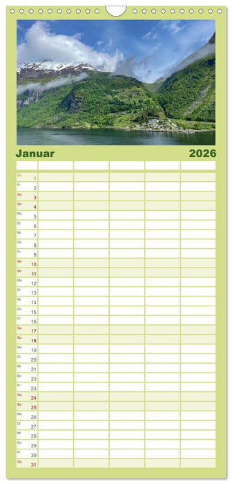 Norwegens wunderschöne Fjorde (CALVENDO Familienplaner 2026)