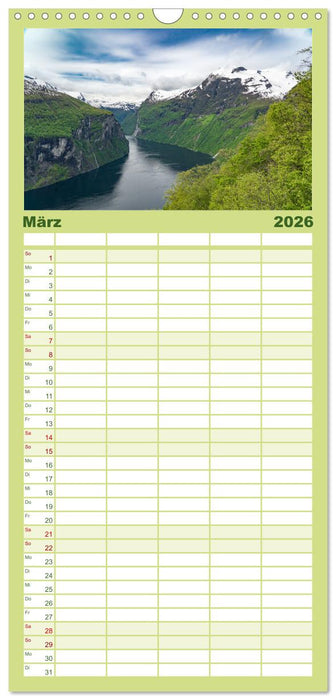 Norwegens wunderschöne Fjorde (CALVENDO Familienplaner 2026)
