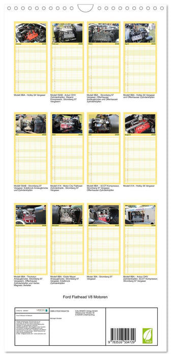 Ford Flathead V8 Motoren (CALVENDO Familienplaner 2026)