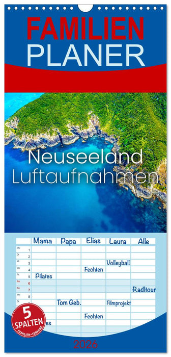 Neuseeland Luftaufnahmen (CALVENDO Familienplaner 2026)
