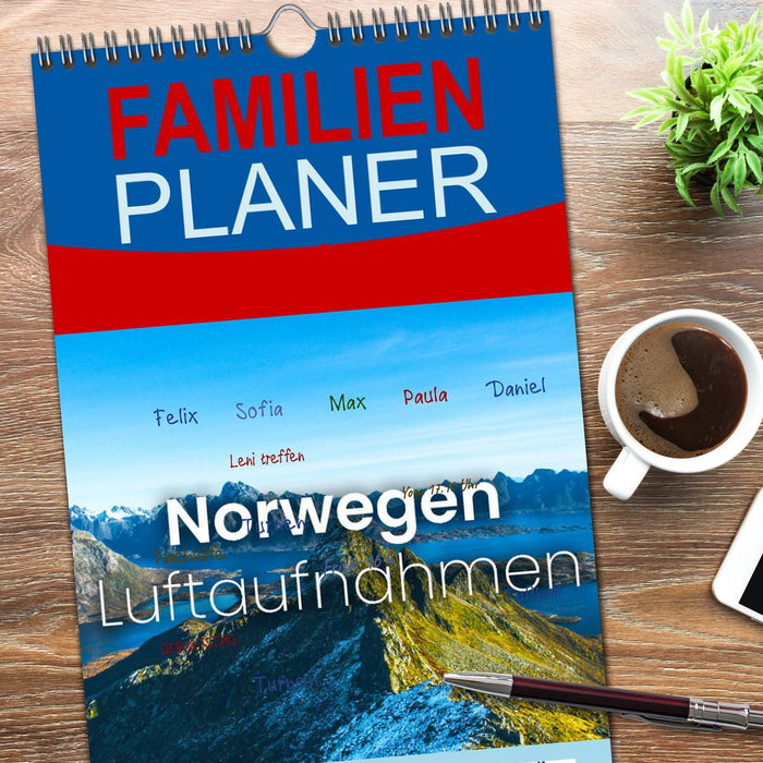 Norwegen Luftaufnahmen (CALVENDO Familienplaner 2026)