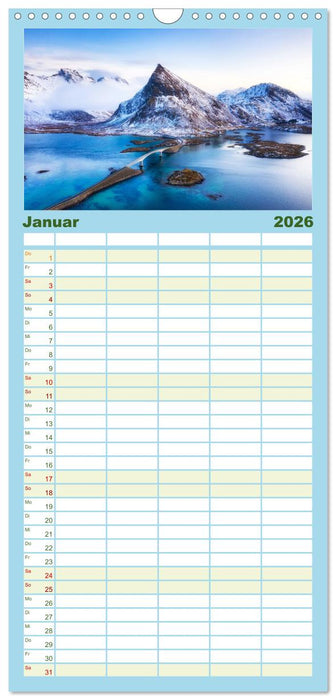 Norwegen Luftaufnahmen (CALVENDO Familienplaner 2026)