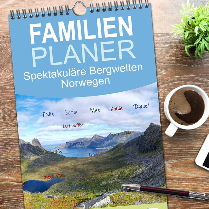 Spektakuläre Bergwelten Norwegen (CALVENDO Familienplaner 2026)