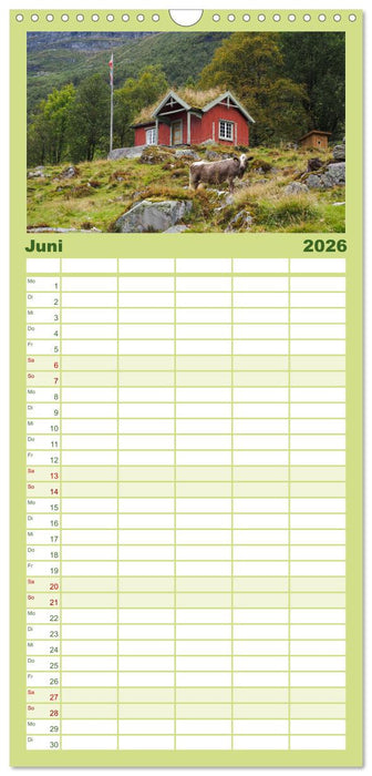 Spektakuläre Bergwelten Norwegen (CALVENDO Familienplaner 2026)