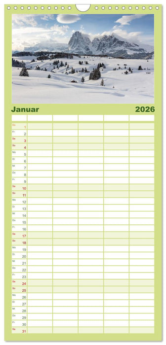 Faszination Dolomiten (CALVENDO Familienplaner 2026)