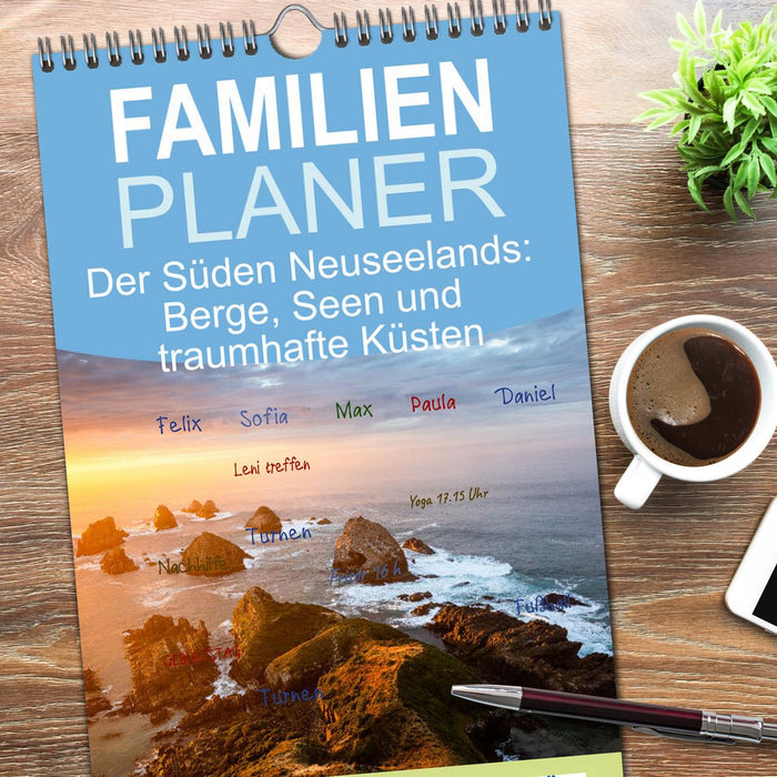 Der Süden Neuseelands: Berge, Seen und traumhafte Küsten (CALVENDO Familienplaner 2026)