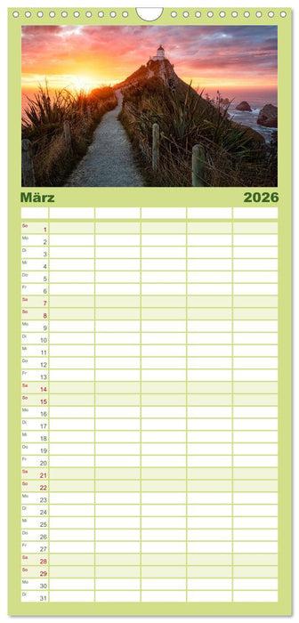 Der Süden Neuseelands: Berge, Seen und traumhafte Küsten (CALVENDO Familienplaner 2026)