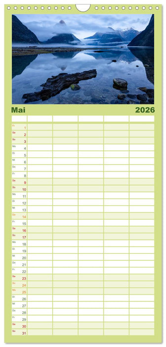 Der Süden Neuseelands: Berge, Seen und traumhafte Küsten (CALVENDO Familienplaner 2026)