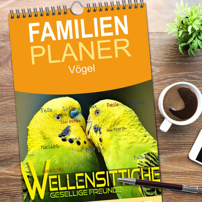 Wellensittiche - gesellige Freunde (CALVENDO Familienplaner 2026)