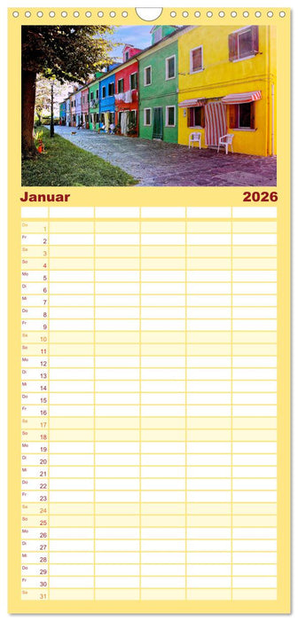 Bunt Bunter Burano (CALVENDO Familienplaner 2026)