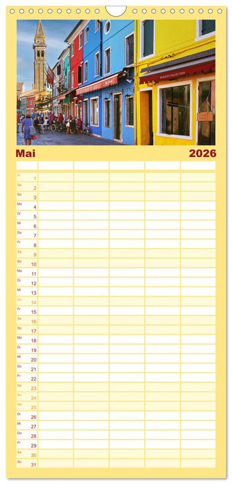 Bunt Bunter Burano (CALVENDO Familienplaner 2026)