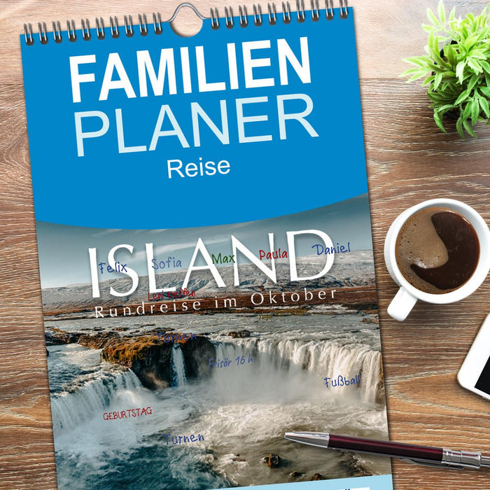 Island - Rundreise im Oktober (CALVENDO Familienplaner 2026)